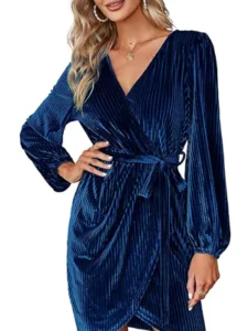 BerryGo Long-Sleeve Velvet Wrap Mini